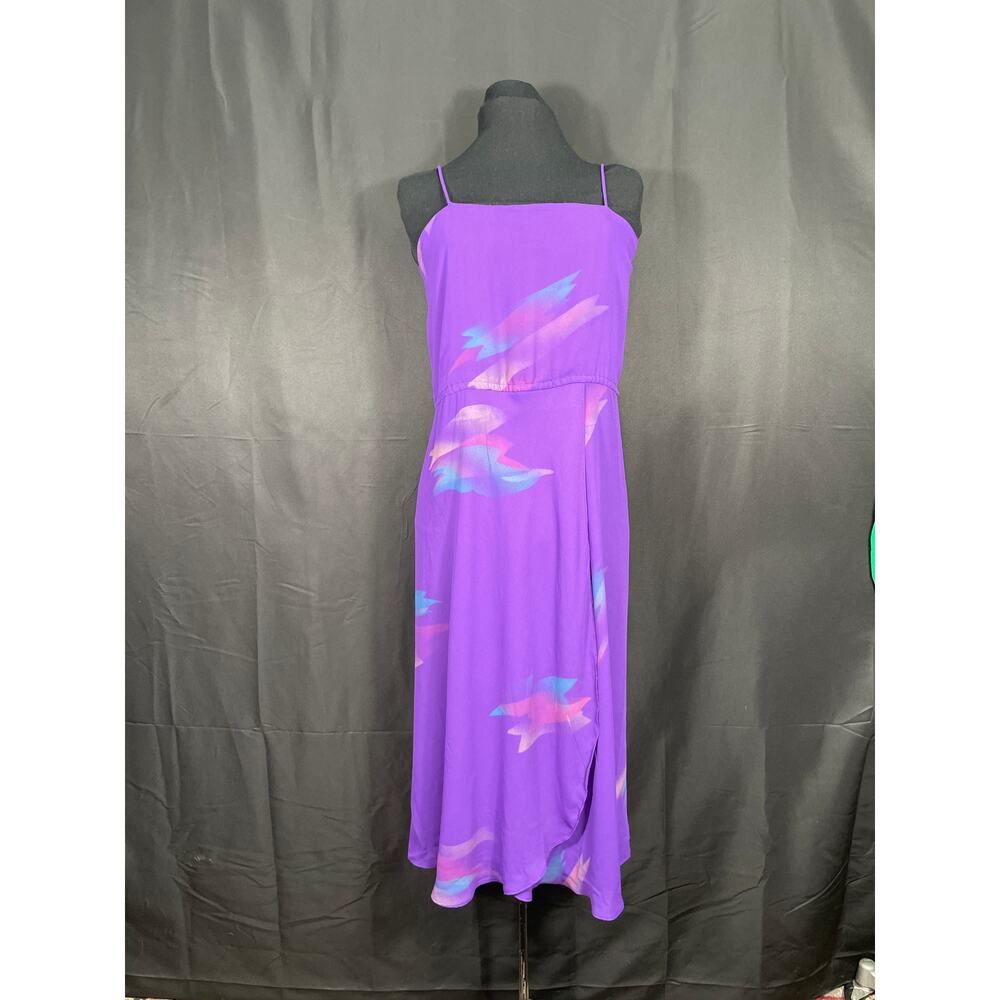 Vintage 70's Dress, Purple, Slip Dress Silhouette Straight Neckline Slit, Wrap